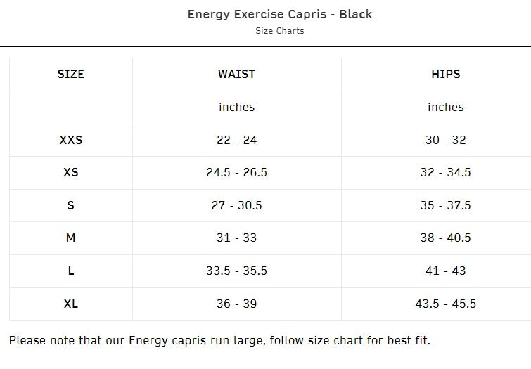 Energy Exercise Capris - Black